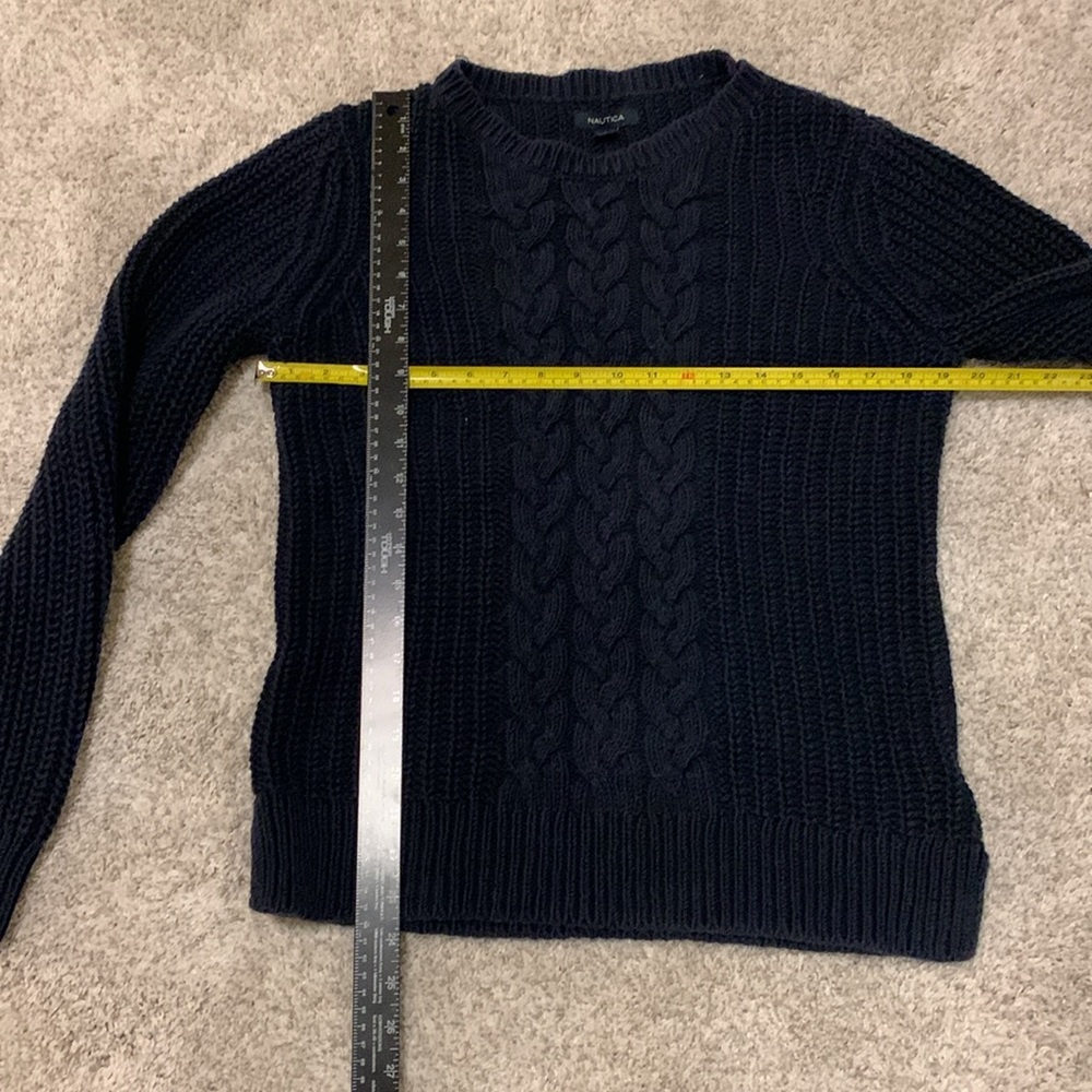 Nautica Cable, chunky net navy blue size large sweater - Picture 10 of 16